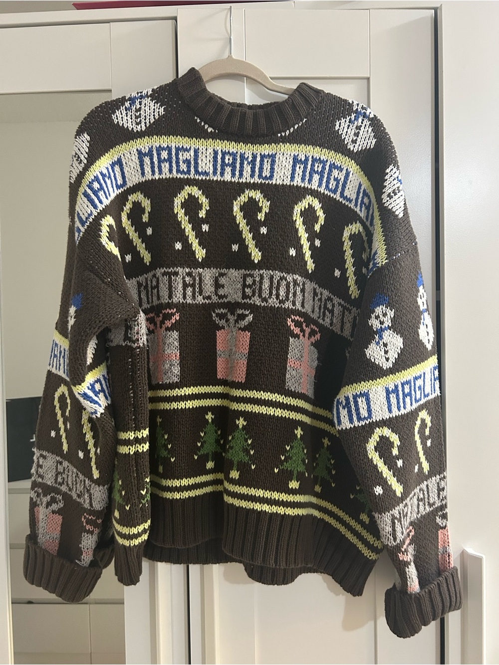 Magliano Brown Holiday Knit Sweater with Festive Pattern unisex oversized
